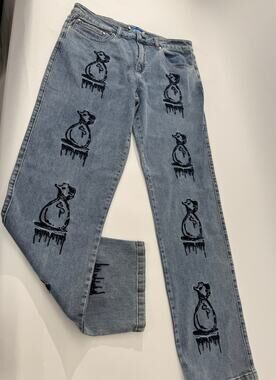 Men's C’est Bon Moneybag Graffiti Style Denim Jeans Size XL